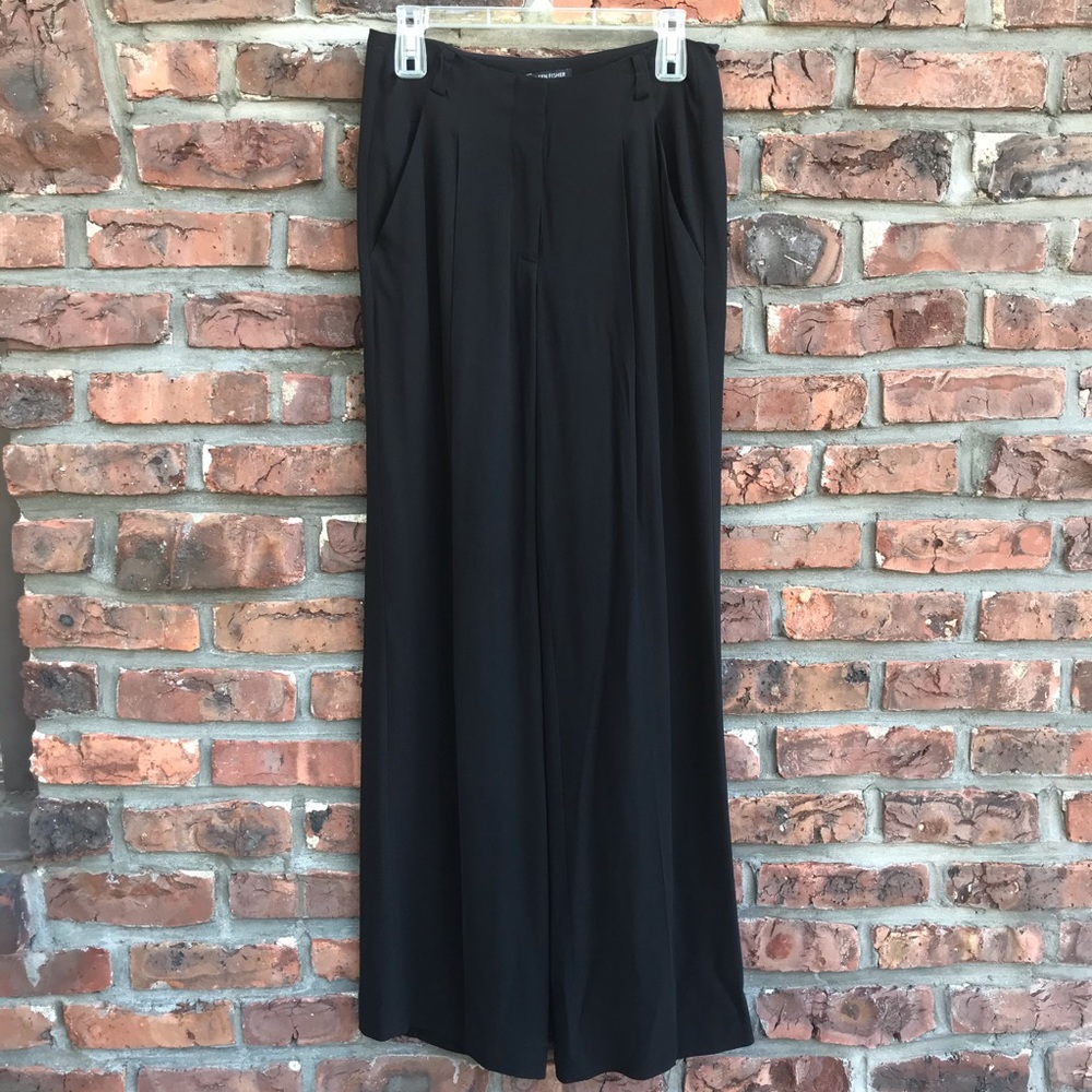 Eileen Fisher Silk Straight Leg Flowy Pants
